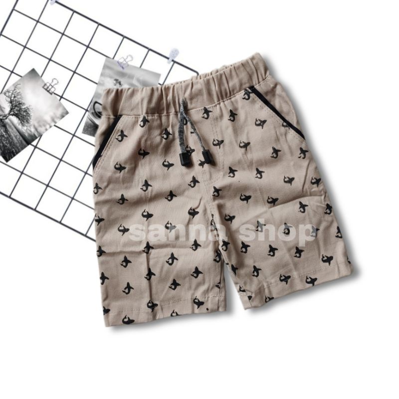 Celana chino pendek anak laki-laki motif fullprint baby shark / Celpen harian cino anak cowok terbaru