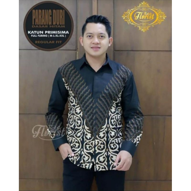 Kemeja Batik Warna Hitam Terbaru DURI HITAM Batik Pria Lapis Furing Baju Batik Warna Hitam Terbaru