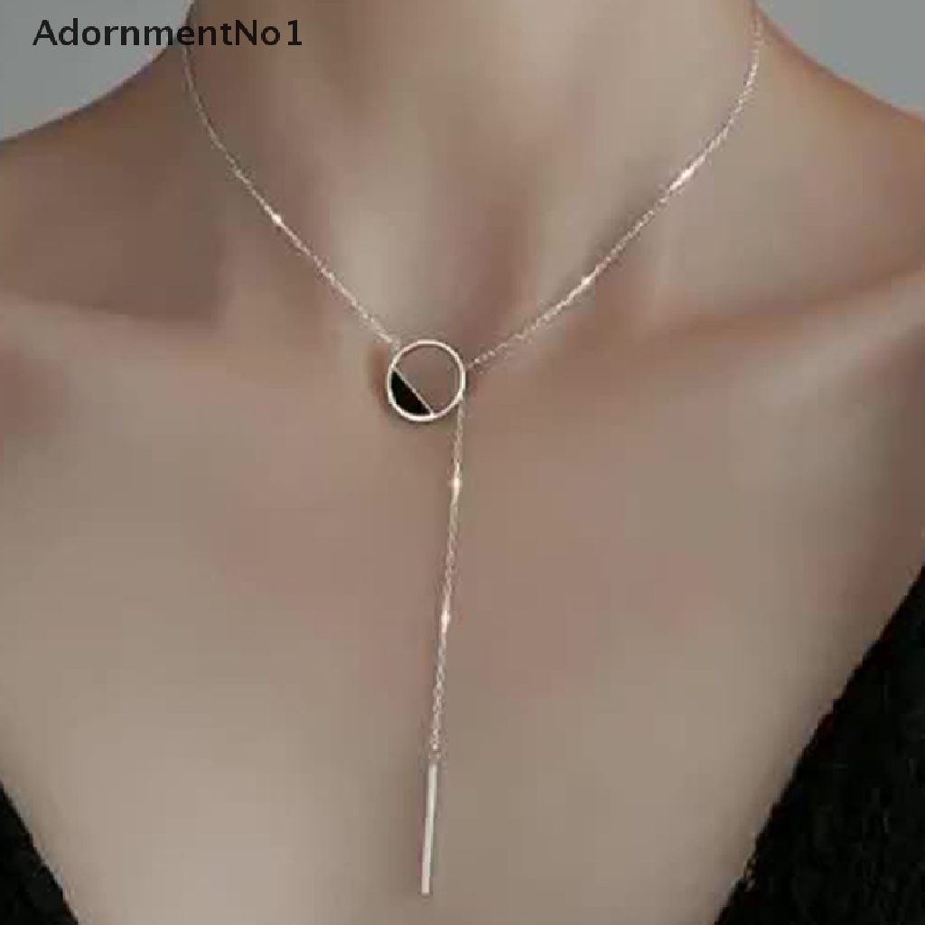 (AdornmentNo1) Kalung Choker Silver Bentuk Bulat / Persegi Panjang Untuk Hadiah Ulang Tahun