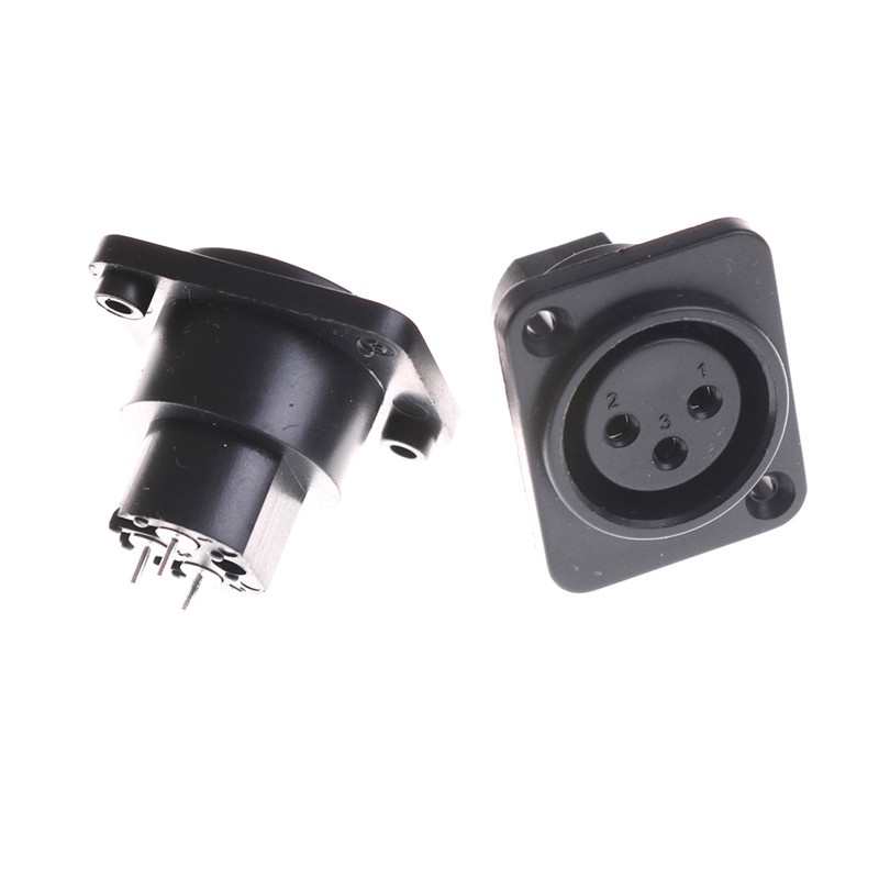 {LUCKID}2pcs XLR Female Jack 3 Pin 3-Pole Panel Mount Chassis Socket Connector