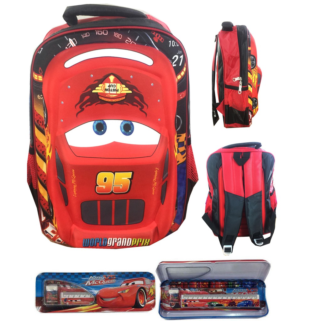 Tas Ransel Sekolah Anak SD Cars 3D Timbul Hard Cover S