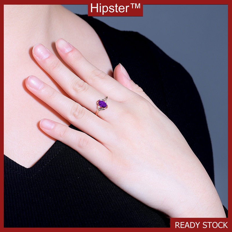 Simple Fashion Trend Amethyst Rose Gold Ring