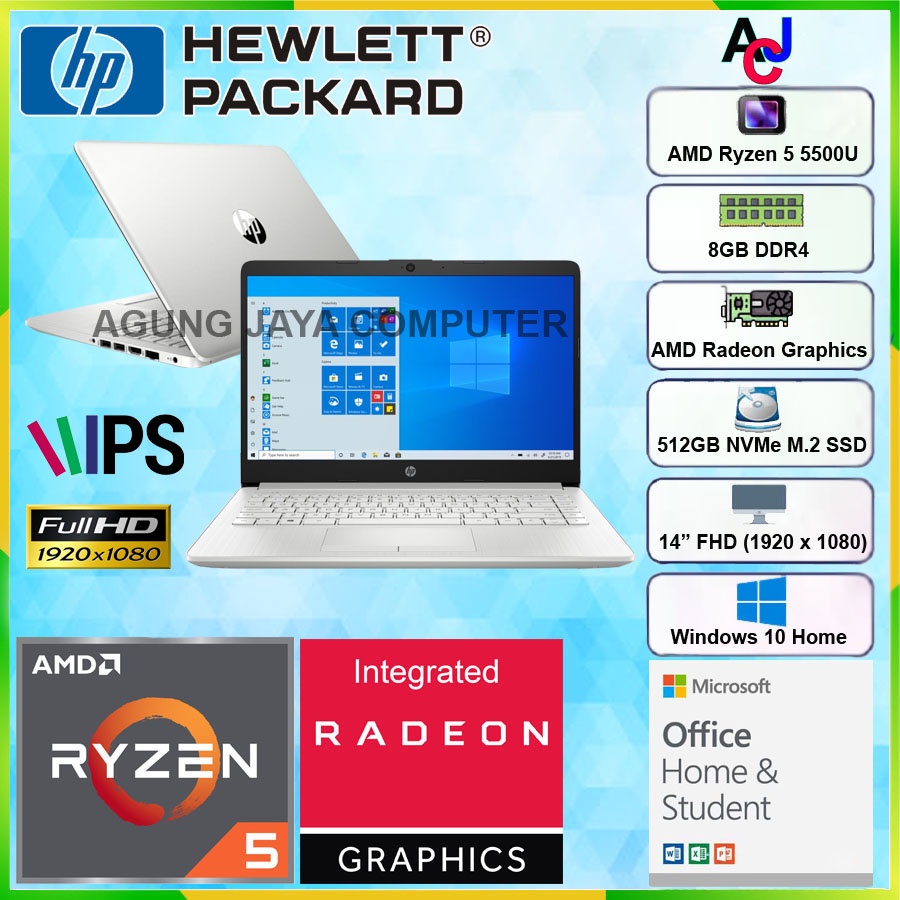 Jual Laptop Hp 14s Fq1005au Ryzen5 5500u8gb512gb Ssd14 Fhdwin10 Ohs Shopee Indonesia 4233