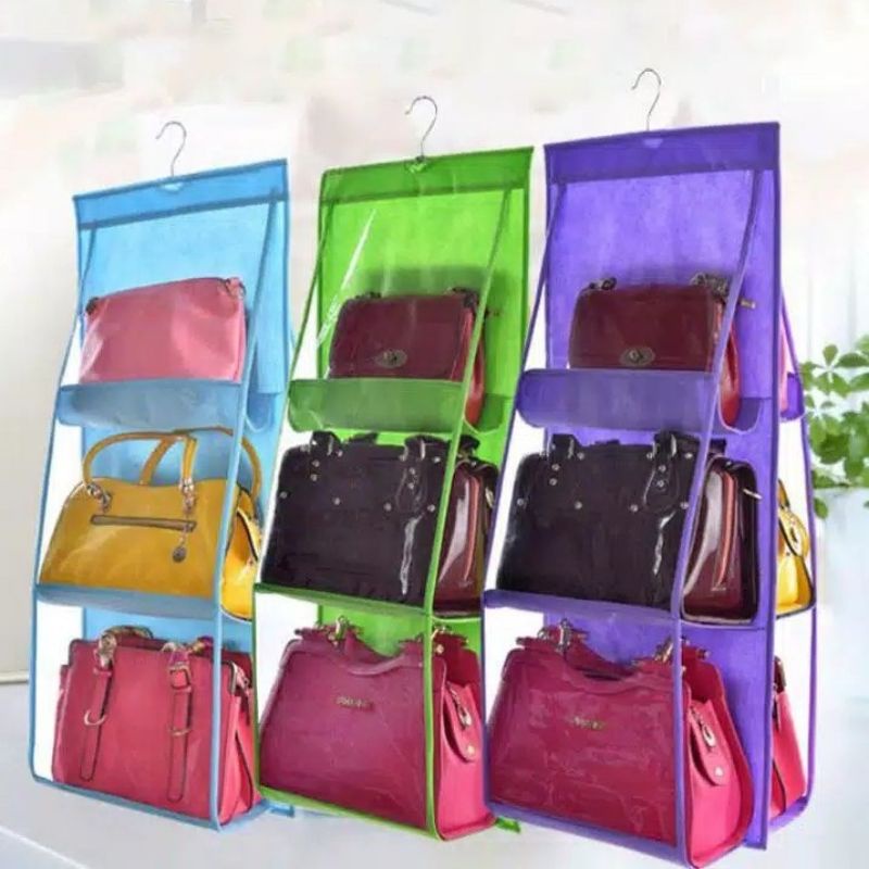 Rak Tas Gantung 6 Sekat Bag Storage Organizer Tempat Penyimpanan Tas