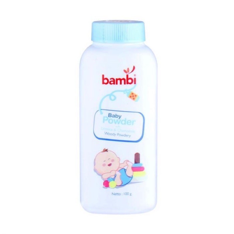 Bambi Baby Powder Blue 100gr - Bambi bedak bayi 100gr biru