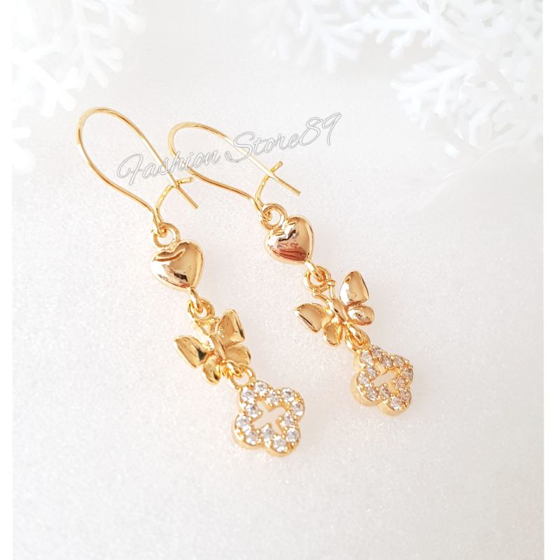 Anting Jurai Panjang Pita Tingkat Impor Fashion Yaxiya Xuping Perhiasan impor lapis emas 18k Bestquality premium