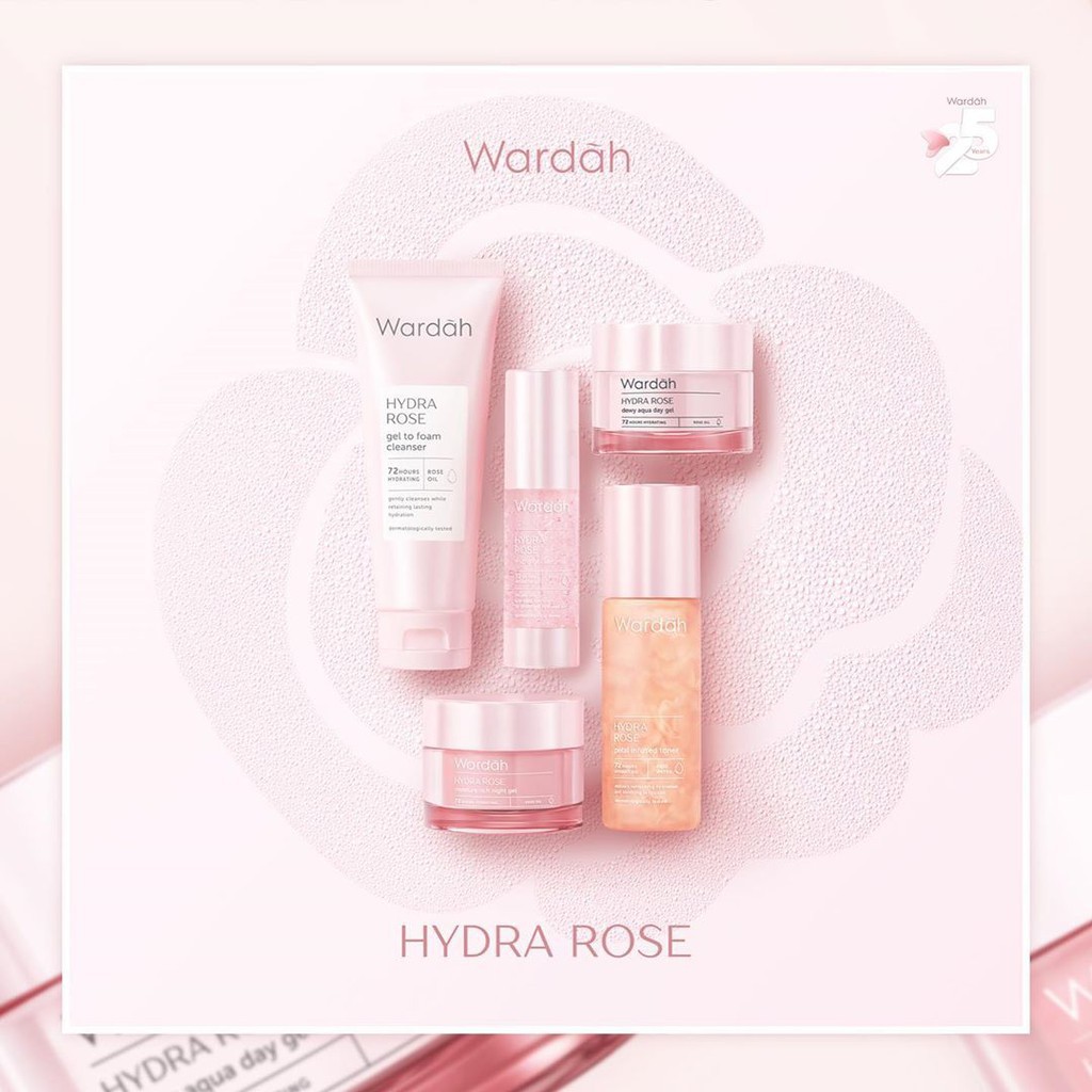 WARDAH Hydra Rose Series | Dewy Aqua Day Gel Moisture Rich Night Toner Foam Cleanser by AILIN