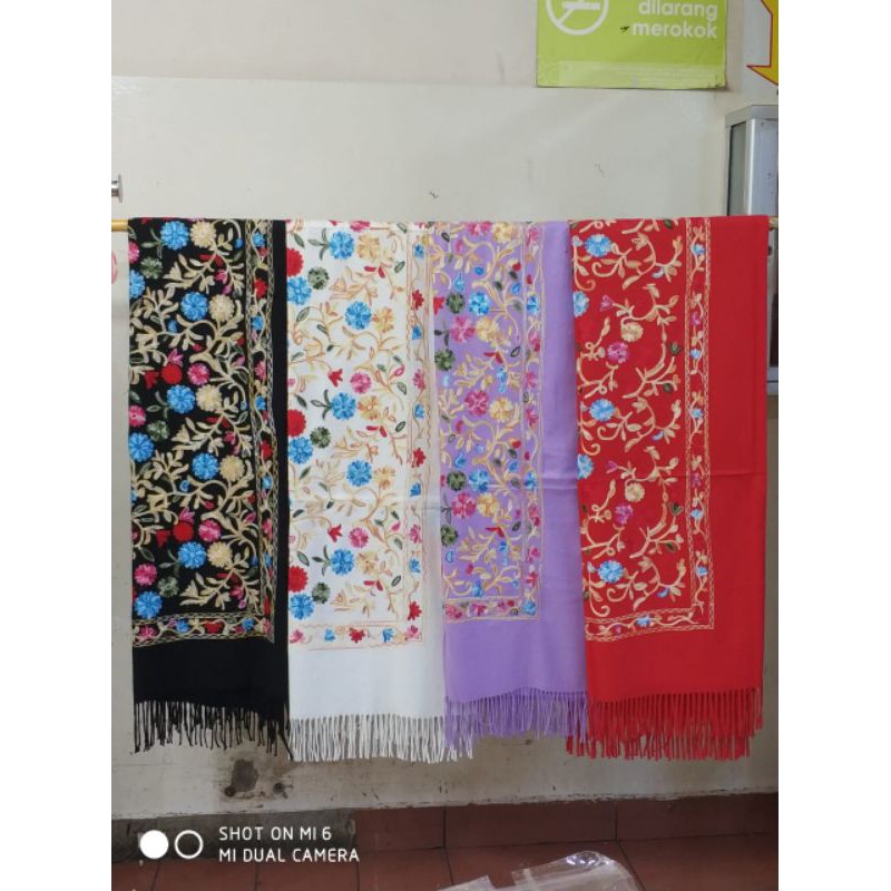 SYAL MOTIF BUNGGA BORDIR || SCARP || SELENDANG || PASHMINA || SELENDANG || SOUVERNIR