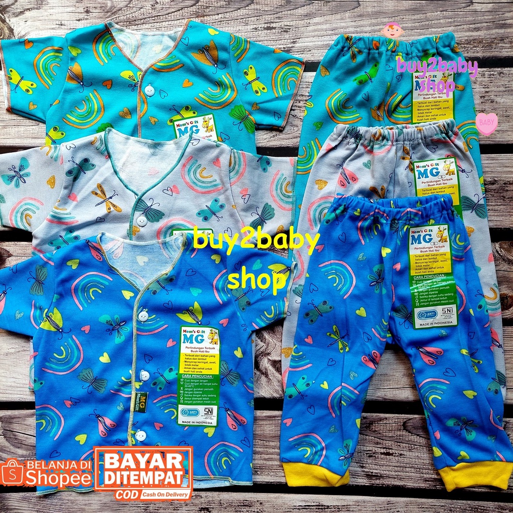 Baju bayi setelan CPR piyama pendek celana panjang warna motif Moms Gift usia 3-6 Bulan 3 Setelan