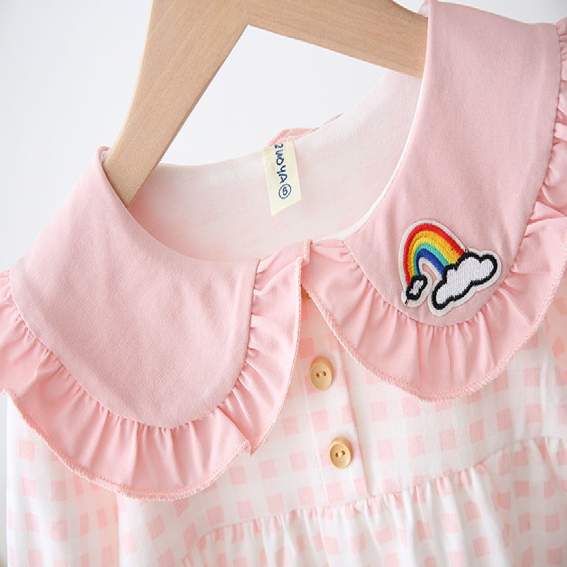 HappyOliver DRESS CLOUD KOTAK RAINBOW 5881 EBV Baju Dress Anak Perempuan Import