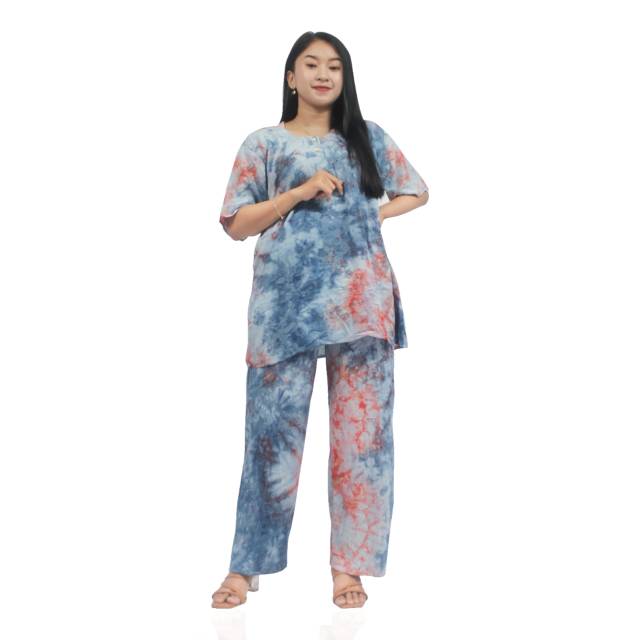 SETELAN TIE DYE RAYON MOTIF ABSTRAK WANITA DEWASA BATIK PEKALONGAN