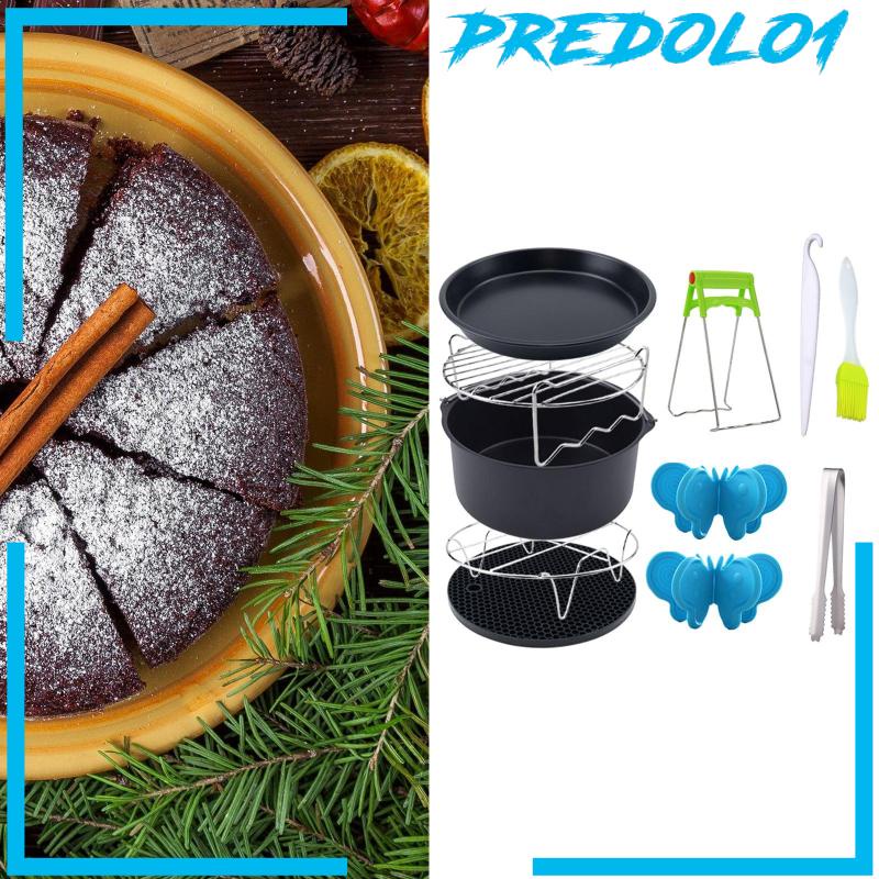 [PREDOLO1] 10 Pieces Air Fryer Accessories Steel Skewer Rack for BBQ Home Kitchen