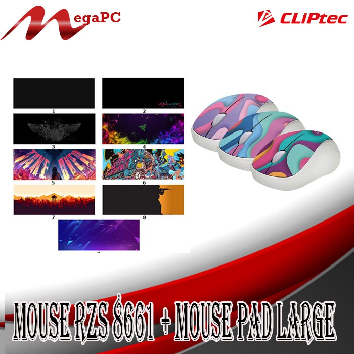 Paket Mouse Cliptec RZS 8661 &amp; Mouse Pad Gaming Large MegaPC