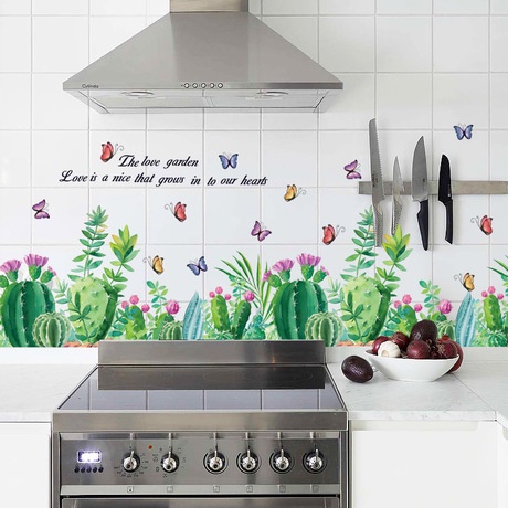 Wallsticker Sticker Hiasan Dinding Motif Bunga Rumput Gantung Kaktus Sukulen Sakura Sunflower Tulip Lily 60x90cm