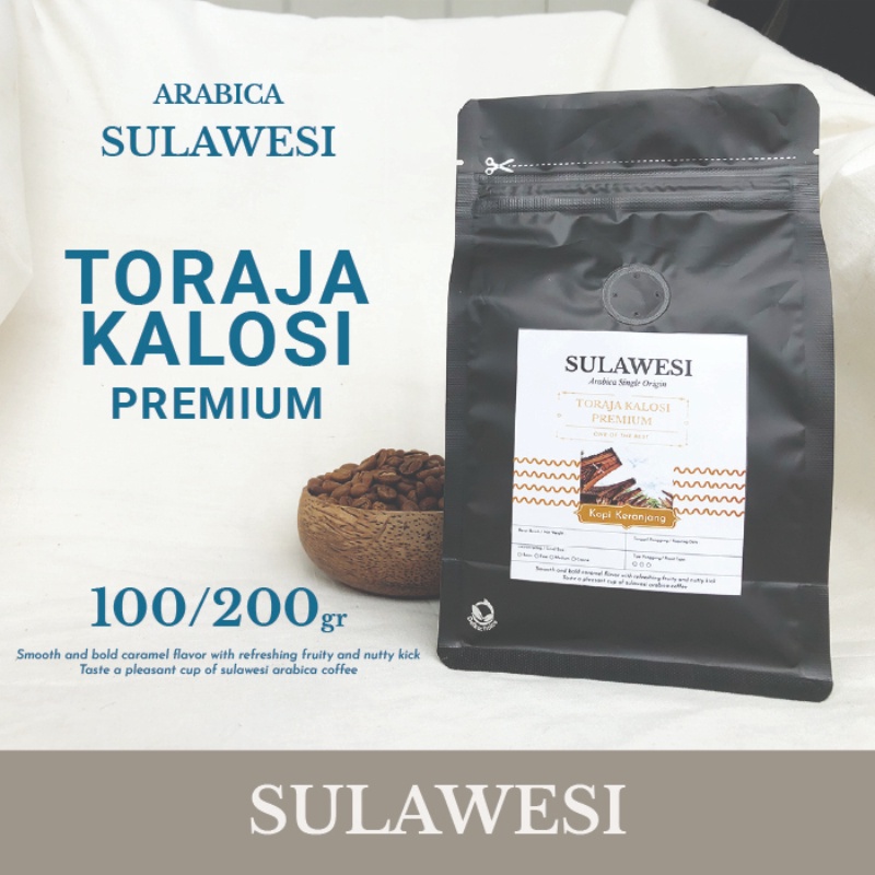 

Arabica Sulawesi Toraja Kalosi Premium Kopi Bean, Bubuk 100-200gr