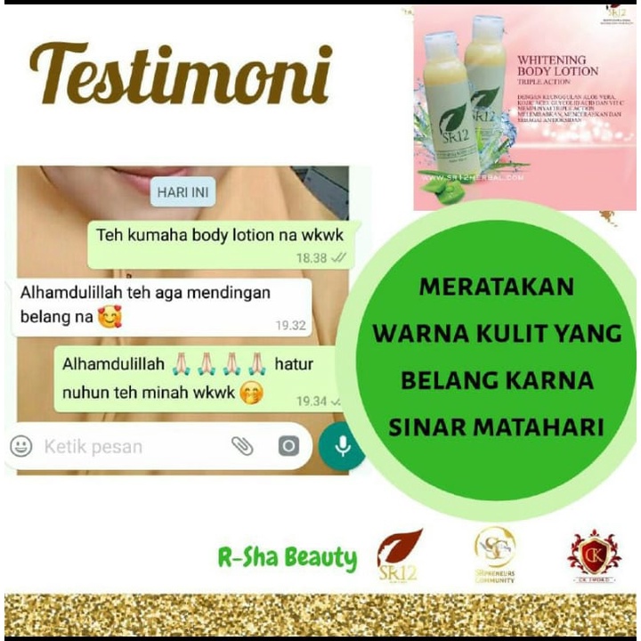 Whitening Bodylation sr12 / Whitening Body Lation sr12 / Pelembab Kulit / Pencerah Badan