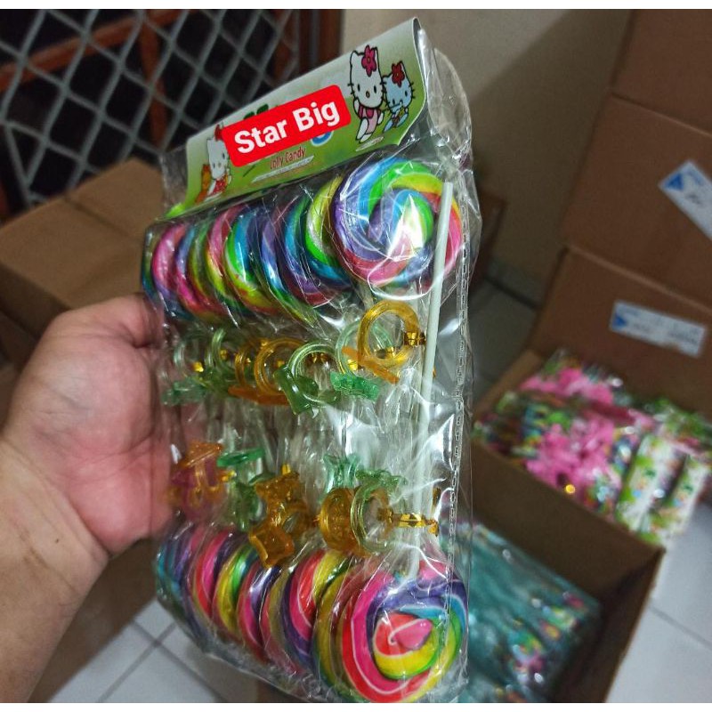 

Permen Lolipop Candy King Bentuk Bulat Cincin Warna Warni 4cm