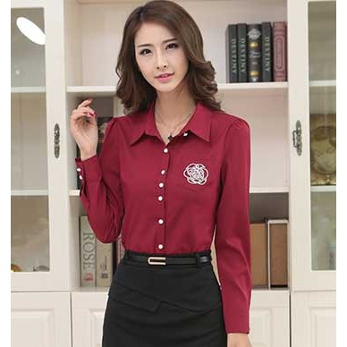 KEMEJA WANITA MERAH KOREA IMPORT TERBARU