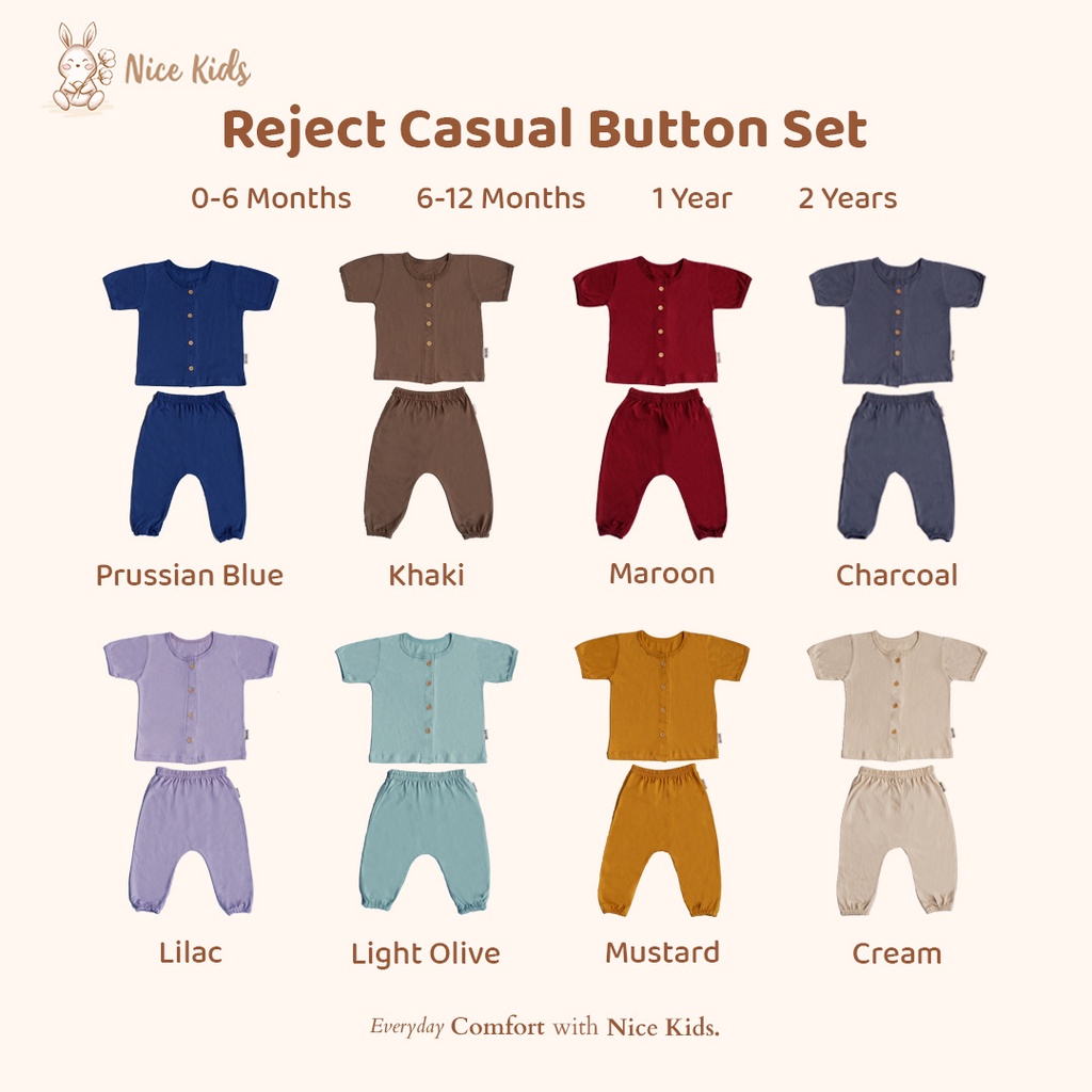 [REJECT SALE] Defect Casual Button Set Nice Kids (Setelan Anak Bayi / Setelan Bayi)