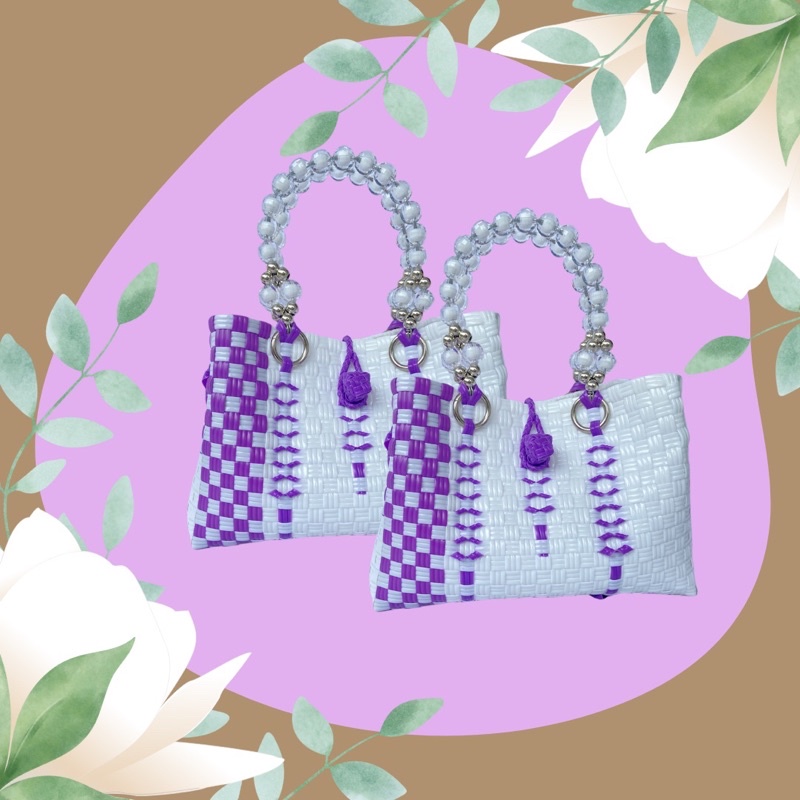 Handbag Tas Anyaman Bahan Jali Premium Wanita/Handmade Banyak Warna dan Motif Bisa Custom