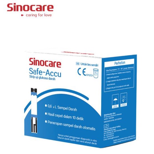 Safe-Accu Sinocare Glucose Test / Strip Cek Uji Gula Darah isi 50