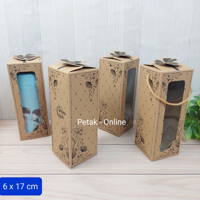 

50 Pcs, Box Coklat/ Kraft 6 x 17 cm, Box Kemasan Botol, H-12, dll