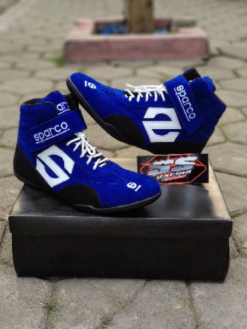 Sepatu drag bike race gokart biker touring casual hitam kulit suede bludru baru murah