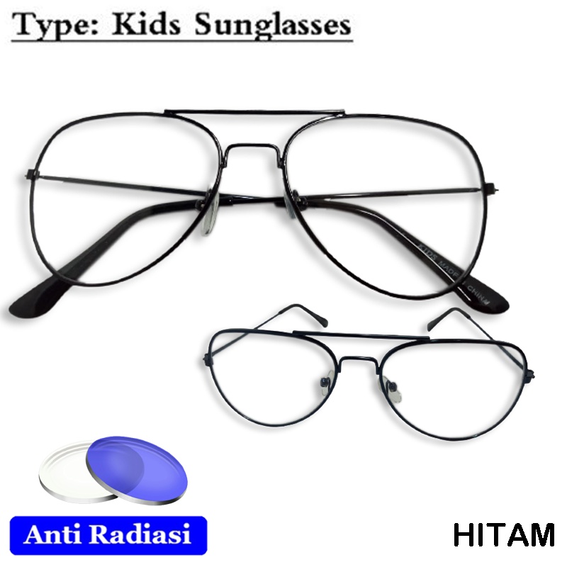 NEW! Kacamata Anak Anti Radiasi Frame Metal Bentuk Aviator Pelindung Mata Sinar Biru HP Handphone Komputer TV Flexible Glass Anti Blueray Eye Protection