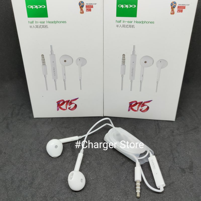 Headset Oppo R15 ORIGINAL 14.5mm SUPER BASS Handsfree Oppo Mic