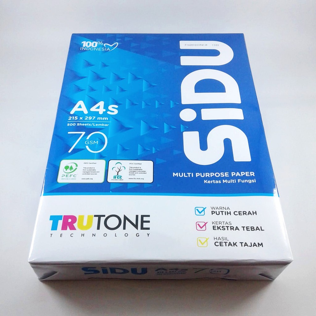 

Kertas HVS Sinar Dunia A4S 70 Gsm / HVS Sidu A4S 70 Gram / Kertas Print Kantor HVS Putih Sidu 70gsm