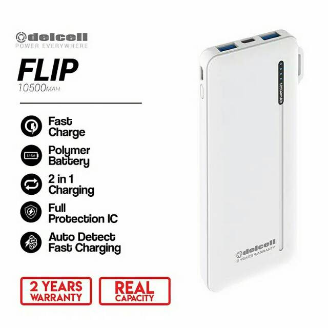 Delcell Powerbank Flip 10500 mAh Real Capacity
