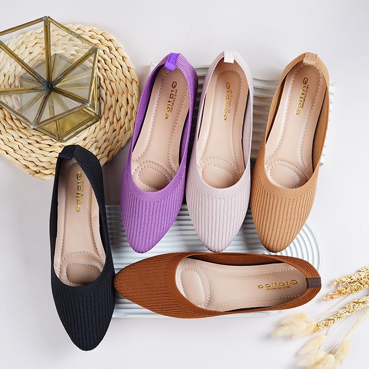 Sepatu wanita terbaru 2022/Sepatu Kekinian/Sepatu Flat Slip-On/Sepatu Balet/Sepatu Flat &amp; Ballerina/Bahan Rajut