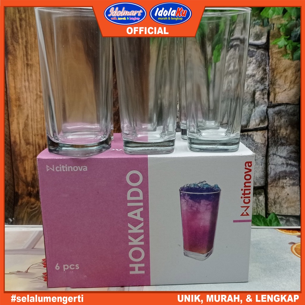 IDOLMART Gelas Citinova Hokaido Isi 6 Pcs Set Isi 6 Gelas Kaca - Surabaya