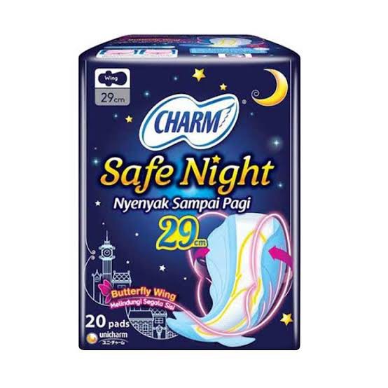 Charm Pembalut Safe Night 29cm Wing 20 pads