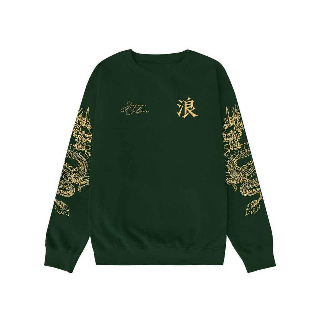 Crewneck Pria Sweater Unisex Model Army