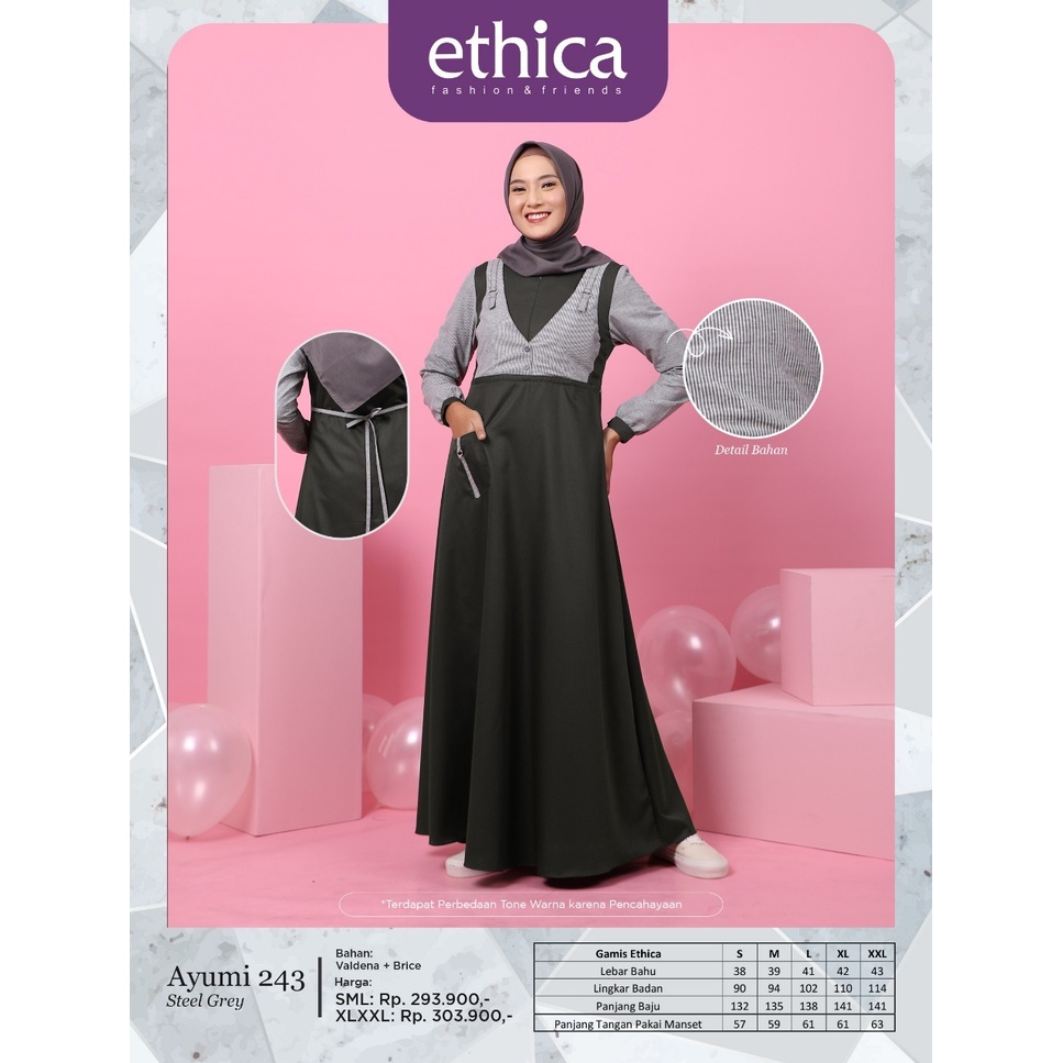 KOLEKSI GAMIS ETHICA TERBARU AYUMI 243 STEEL GREY