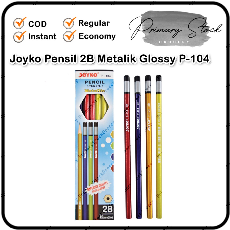 

Pensil Kayu 2B Unik Warna Warni Glossy Mengkilap Joyko P 104 P-104 For Computer 1 Pak