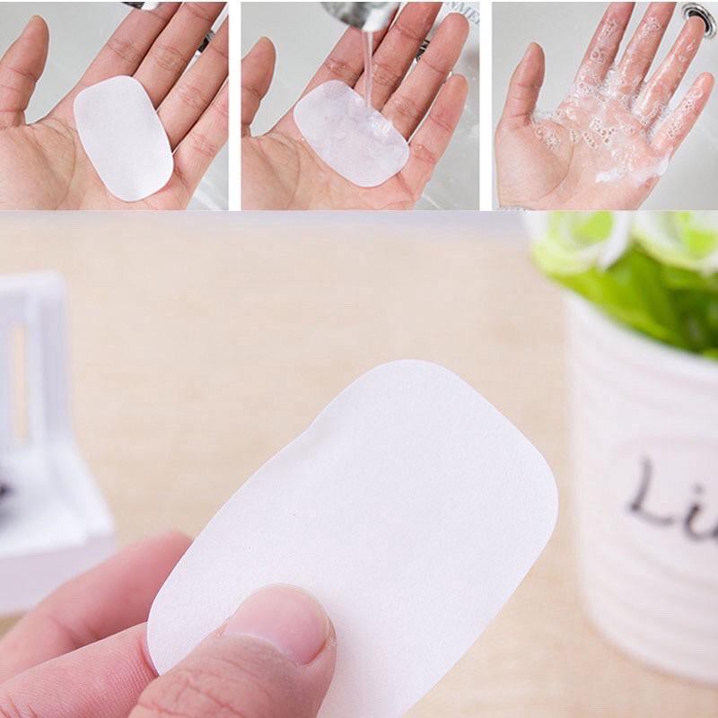 (FO)Disposable Hand Washing Tablet Travel Carry Toilet Soap Paper Sabun Kotak Kertas Sekali Pakai