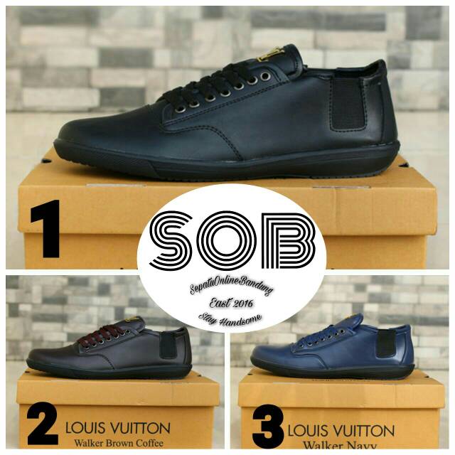  Sepatu  Casual  Pria Louis  Vuitton  Kulit Shopee Indonesia