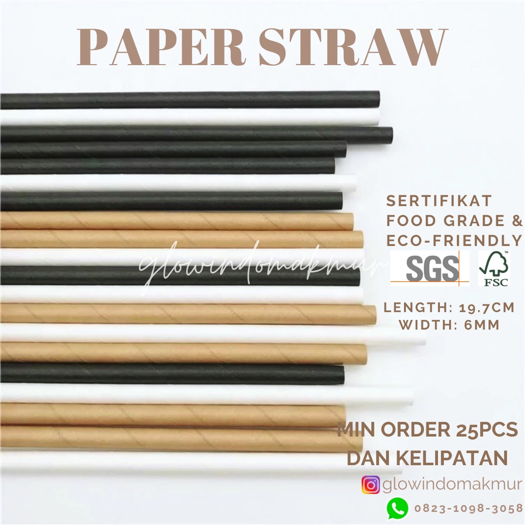 Sedotan Kertas Paper Straw Sedotan Ramah Lingkungan Sedotan Steril