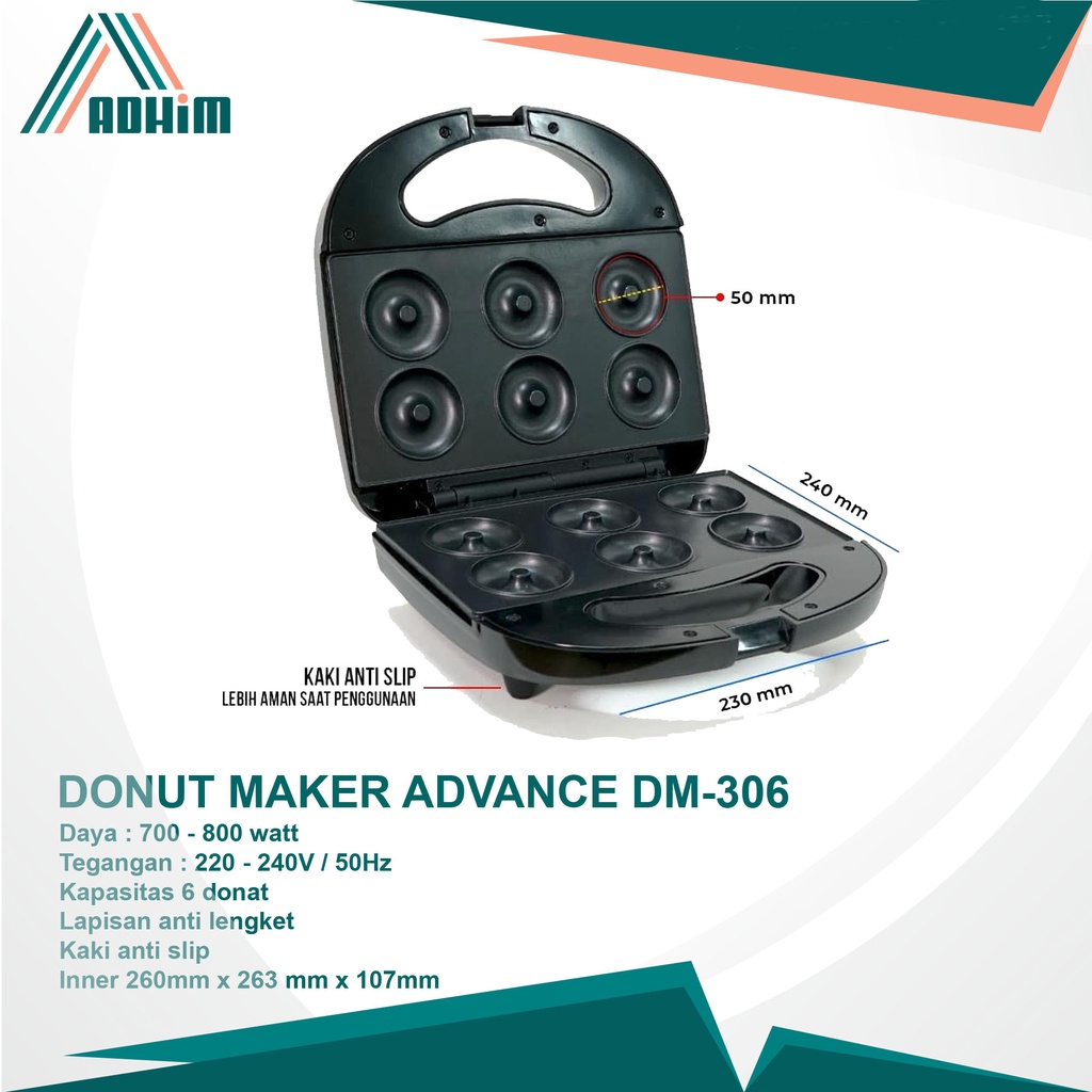 Donut Maker Advance DM-306 Alat Pembuat Donut / Donat isi 6 Cetakan Donat DONAT MAKER