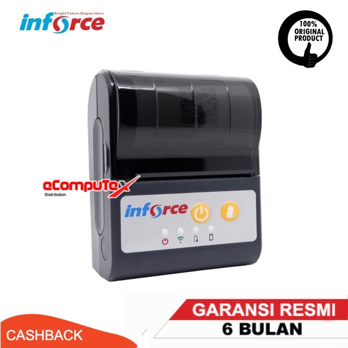 PRINTER PORTABLE KASIR STRUK INFORCE P80C USB BLUETOOTH BATERAI - 80MM