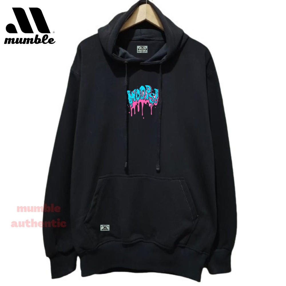 Hoddie Ori Warna Hitam Sweater Pria Wanita Aesthetic Bigsize M L XL XXL Local bandung Keren Bahan Flecee Tebal List woops sweatshirt