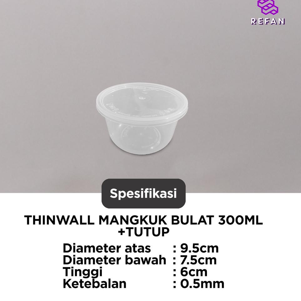 Cup Salad Buah 300ML / Mangkok Plastik / Thinwall 300 ML KN8 LB Diskon
