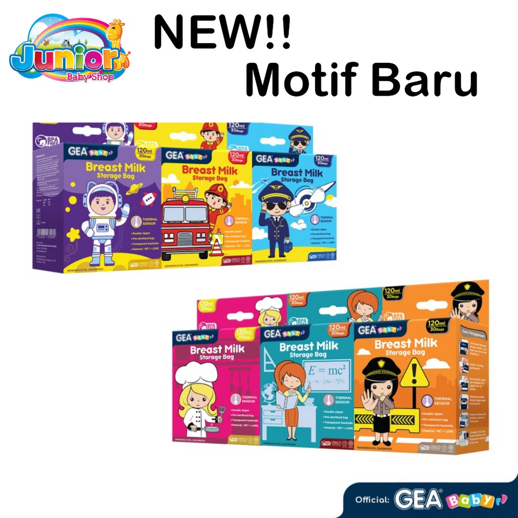 TERMURAH! GEA Baby Breast Milk Storage Bag 120ml Pouch Safari &amp; Mammals Reborn Edition - Kantong Asi