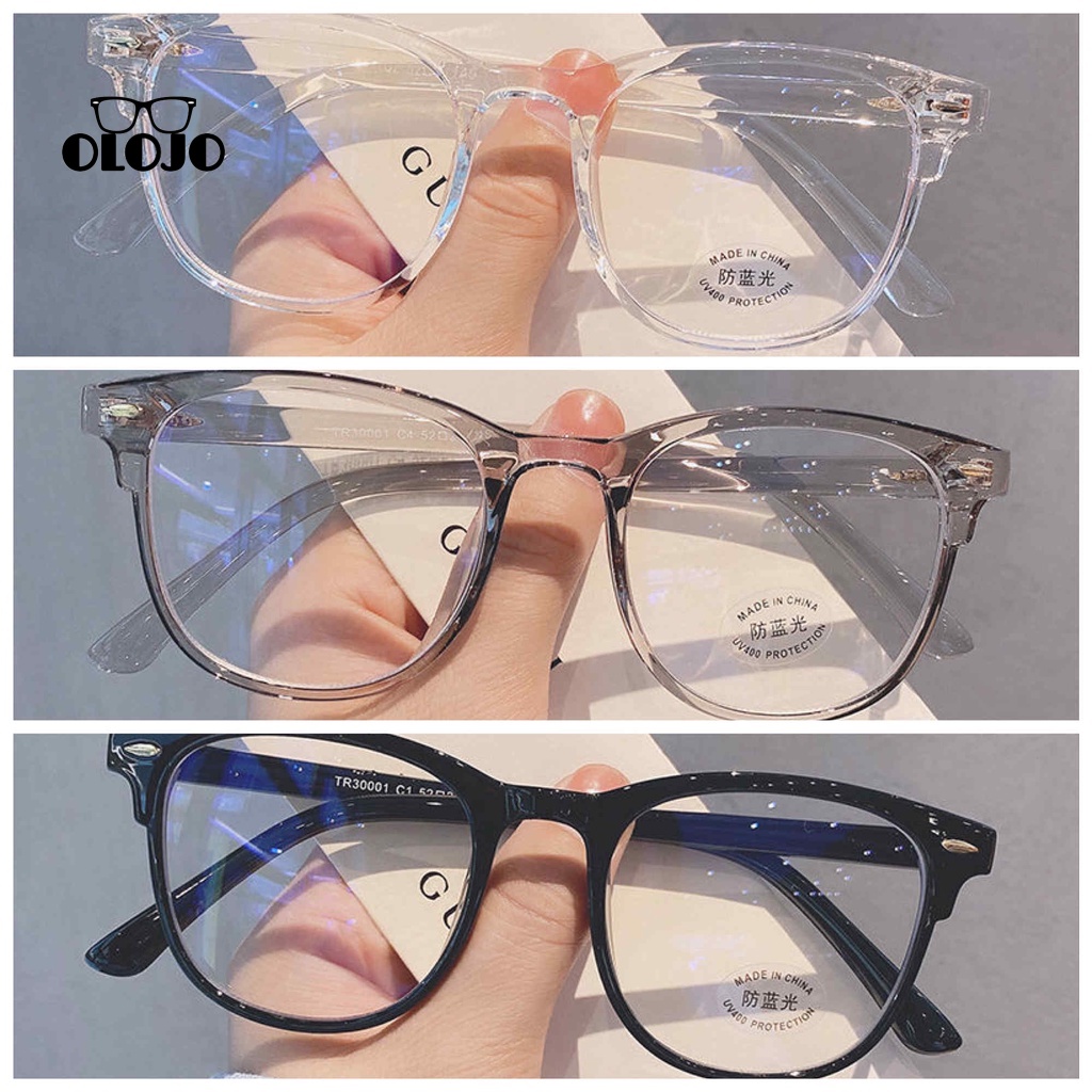 COD Kacamata Anti Radiasi Korea Wanita Kacamata Anti blue Untuk Pria Dan Wanita Fashion Gaya retro flat Eyeglasses OLOJO