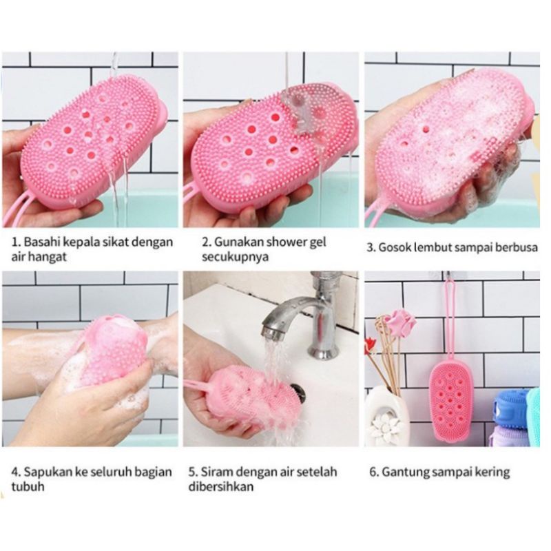 MJ88 SIKAT SABUN MANDI SILIKON BUBBLE BATH BRUS / SPONGE MANDI 2 SISI SUPER MURAH