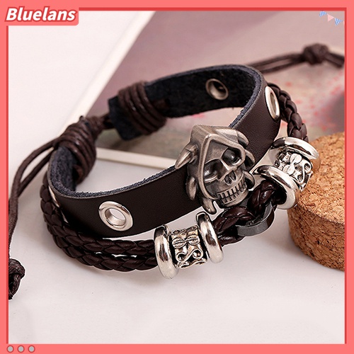 Gelang Multilayer Bahan Kulit Imitasi Handmade Gaya Punk Untuk Pria Dan Wanita