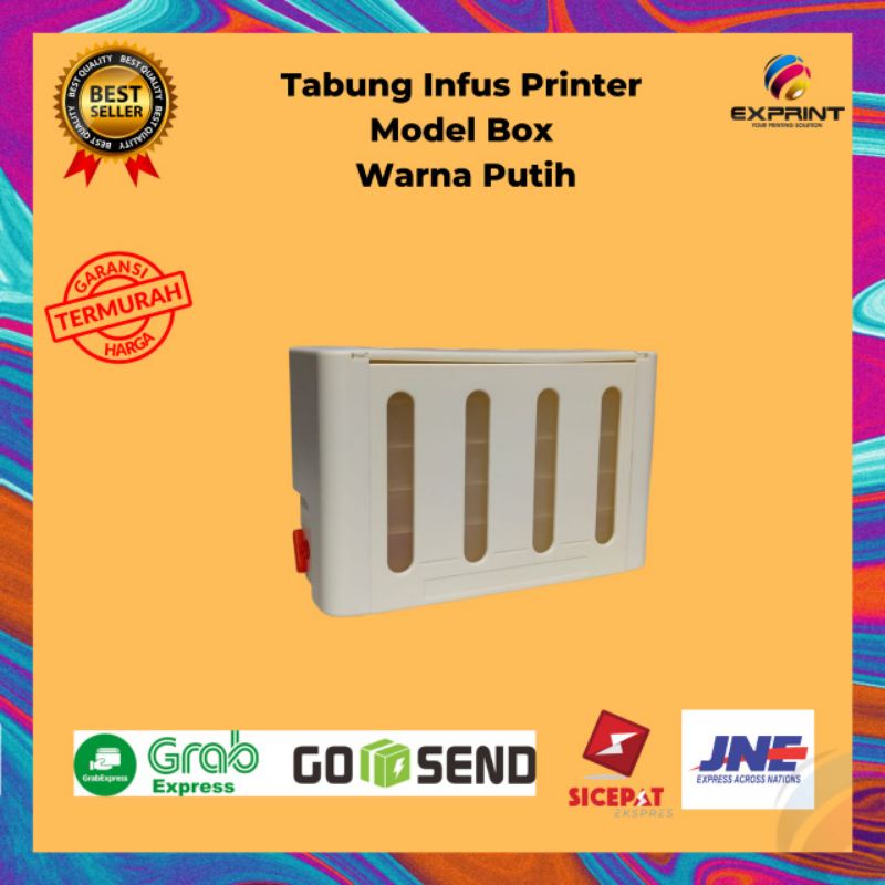 Tabung Infus Printer Kotak Dengan Pengunci Warna Putih