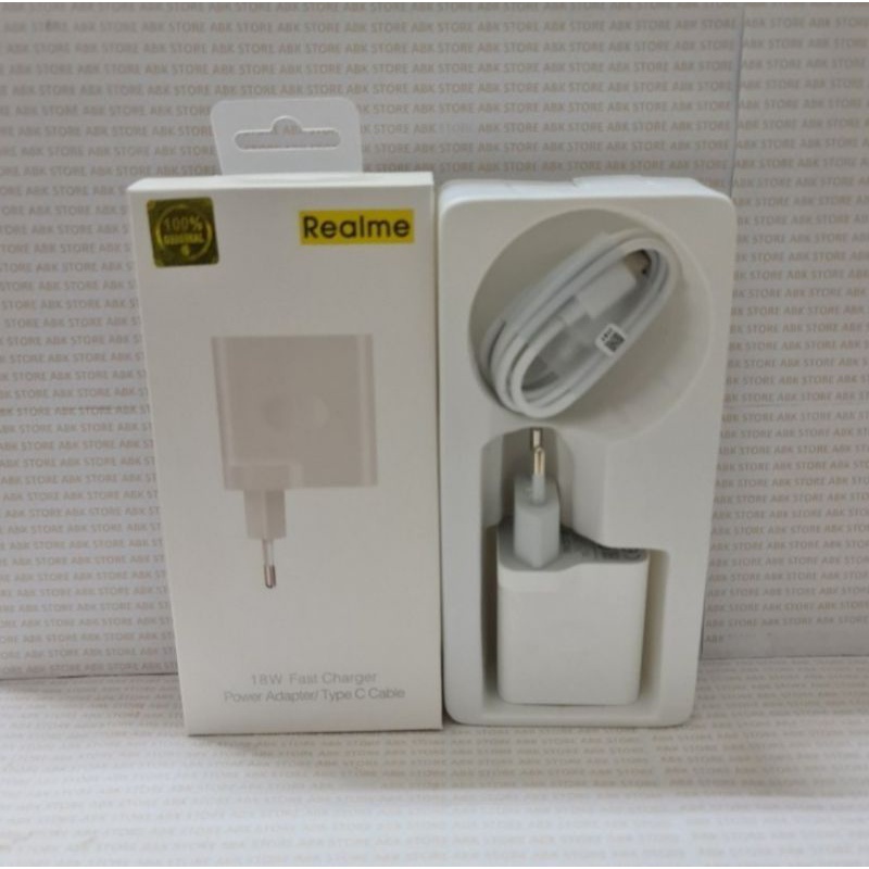 Travel Charger Realme Fast Charging 18 Watt Type C ORIGINAL